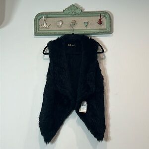 La Fiorentina black rabbit fur open front vest women’s size medium new w tag top
